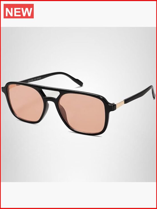 Retro Aviator Sunglasses, UV400 Protection, Rectangle Unisex Shades
